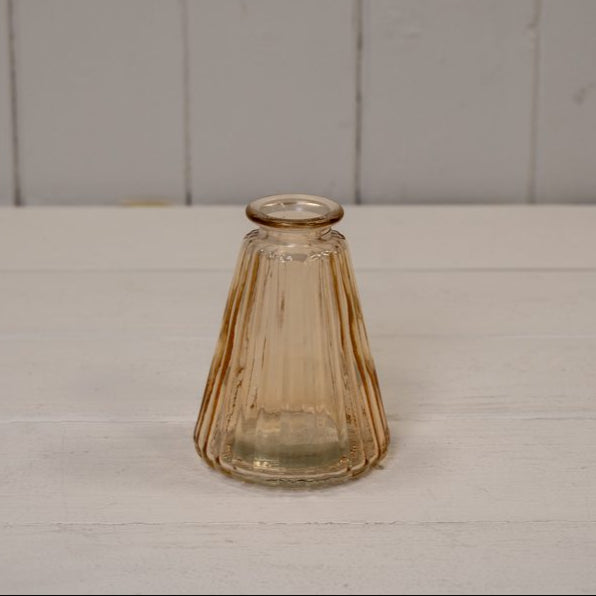Cognac Ribbed Glass Bottle x H9.9cm