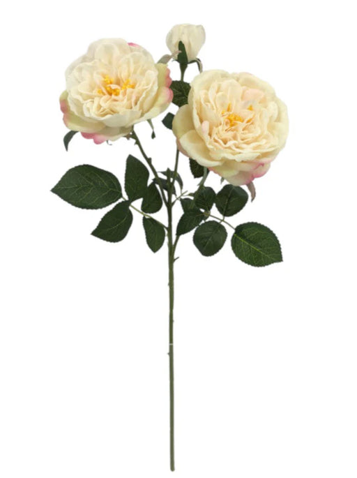 Garden Rose Spray -Pale  Pink & Ivory (2 heads, 1 bud. 59cm long)