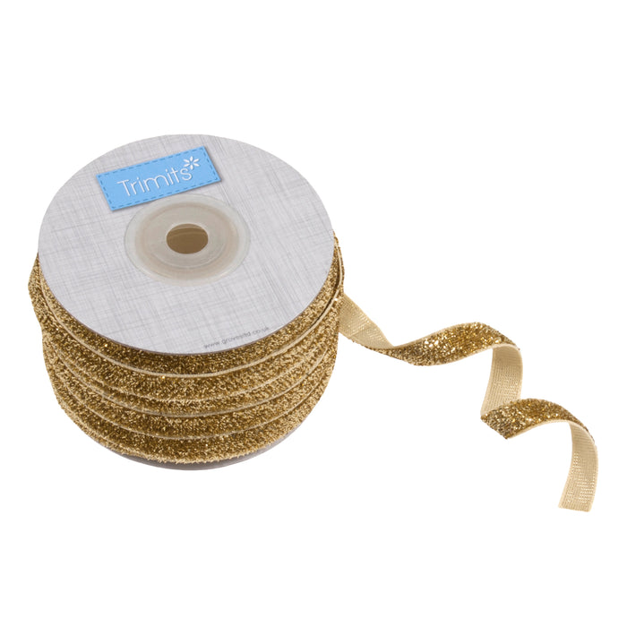 Glitter Velvet Ribbon 20m x 10mm - Gold