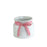 Gloss White Ceramic Pot with Pink Ribbon - 9cm