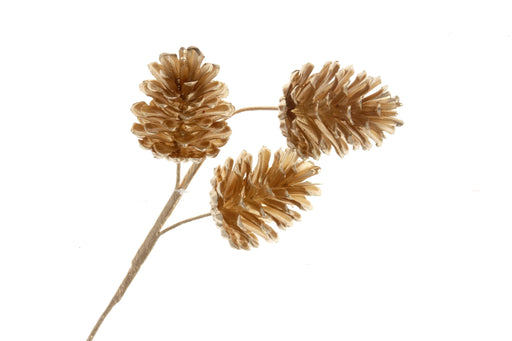 Gold Pine Cone Spray x 43cm - 3 Pinecones to a Spray