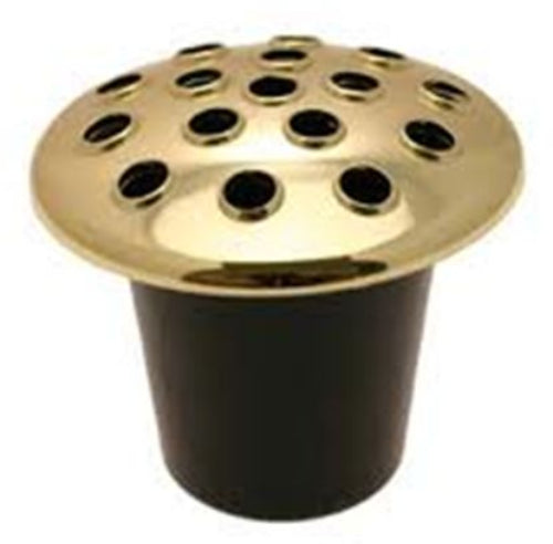 Gold Top Plastic Grave Memorial Pot - H10cm 