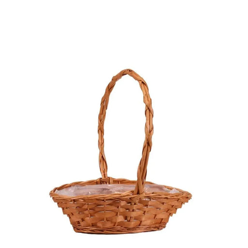 Golden Wicker Punt Basket with Handle x 26cm - Lined