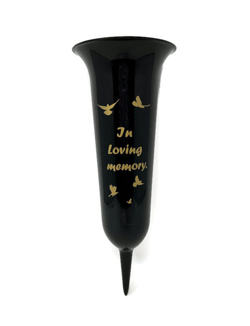 Grave Vase Spike with Gold Bird Silhouette - In Loving Memory