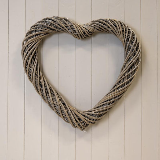 Grey Heart Thick Willow Wreath x 50cm