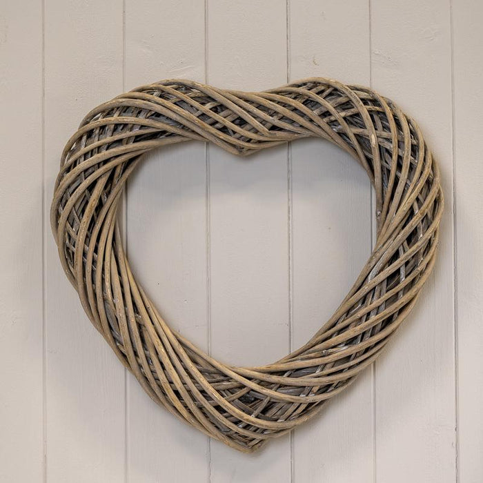 Grey Heart Thick Willow Wreath x 60cm