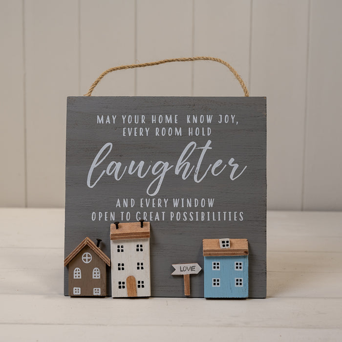 Grey Wooden Home Sign 'May Your Home Know Joy, Every Room Hold Laughter…'
