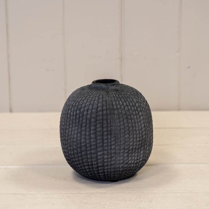 Grey Small Textured Vase - H 11cm