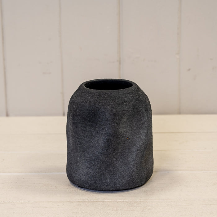 Grey Textured Small Sculptured Vase - H 11cm