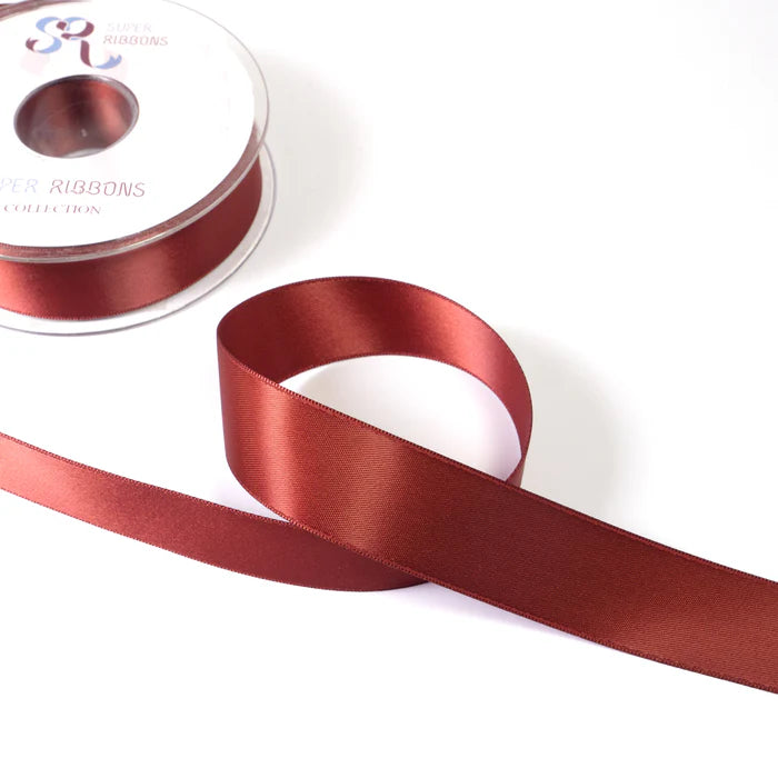 10mm x 20m Double Faced Ruby Maroon Satin Ribbon