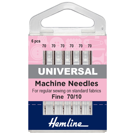 Hemline Universal Sewing Machine Needles: Fine 70/10 - Pack of 6