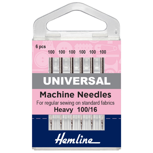 Hemline Universal Sewing Machine Needles: Heavy 100/16 - Pack of 6