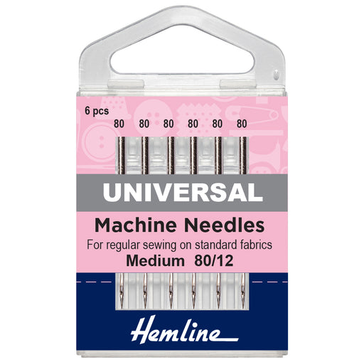 Hemline Universal Sewing Machine Needles: Medium 80/12 - Pack of 6