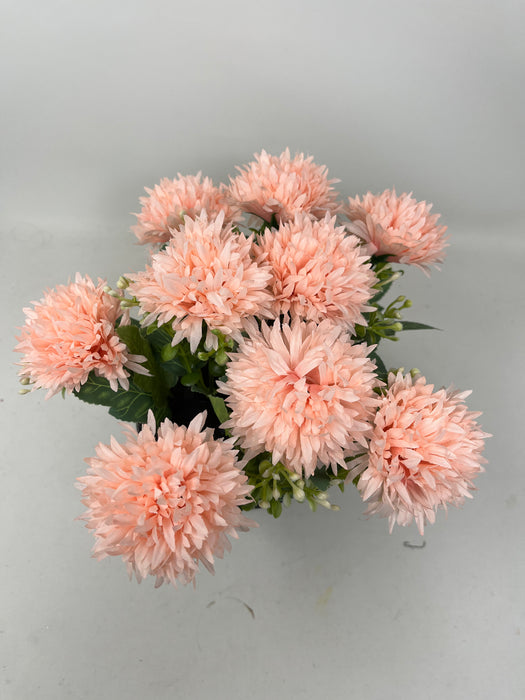 HANDMADE replacement pot with 9 pink chrysanthemum flowers