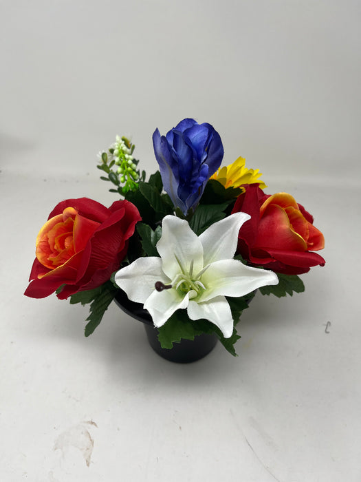 HANDMADE replacement pot with Yellow Daffodils + Yellow daisies