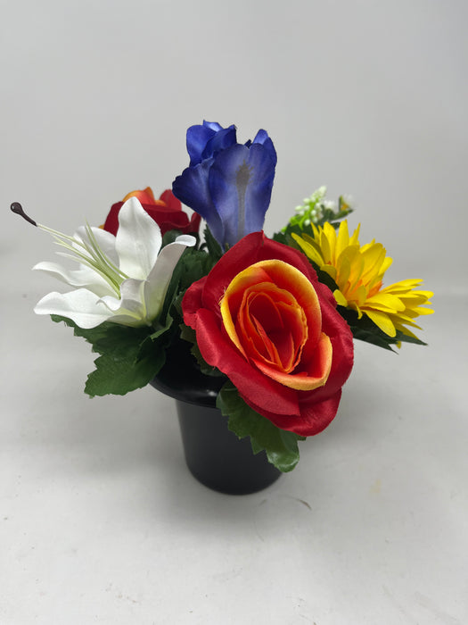 HANDMADE replacement pot with Yellow Daffodils + Yellow daisies