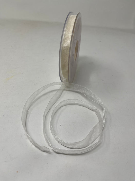 10mm x 25 Metres Organza Ribbon - Ivory