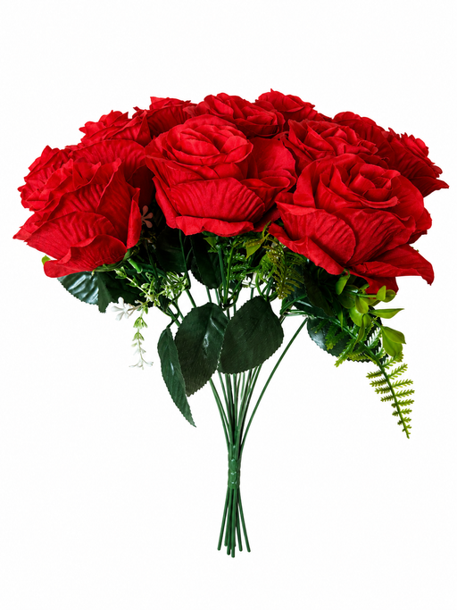 Large 18 Head Rose Bush - Red