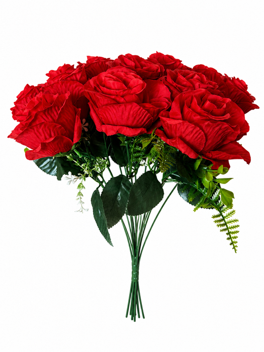 Large 18 Head Rose Bush - Red