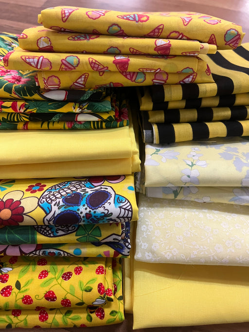 FAT QUARTER “Yellow” Polycotton Fabric selected randomly-no design
