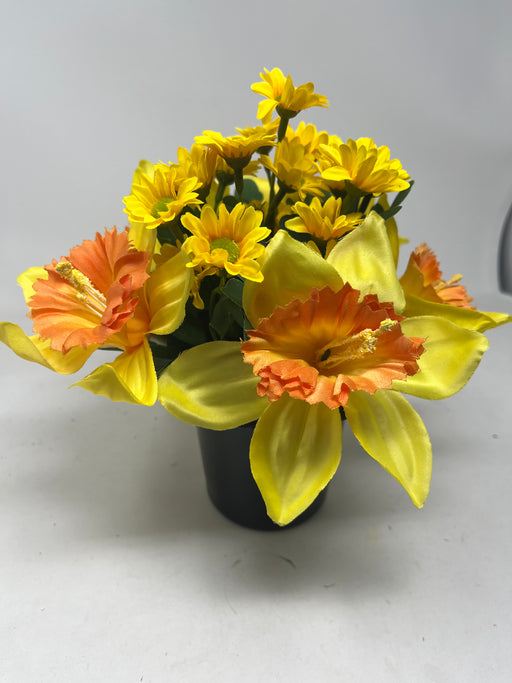 HANDMADE replacement pot with Daffodils + Yellow Daisies