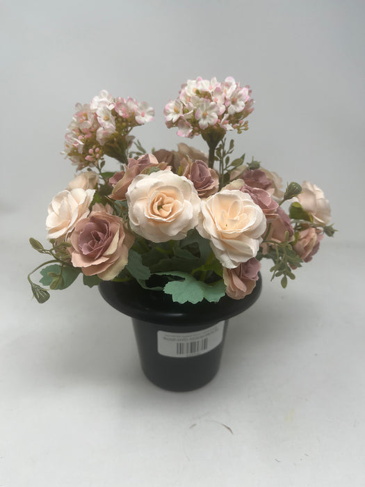 HANDMADE replacement pot with Hydrangea and Miniature Roses