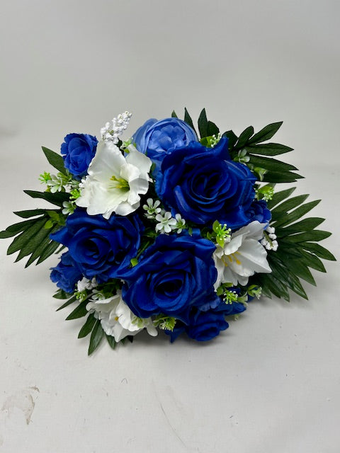 Blue Ranunculus Rose Rose Ranunculus & Gladiola Flower Bush - Blue — Artificial Floral Supplies