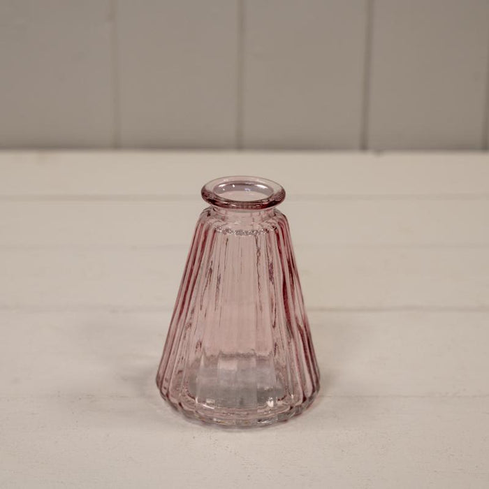 Lavender Ribbed Glass Bottle - W7.4cm x H9.9cm