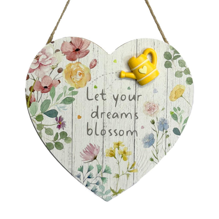 Let Your Dreams Blossom Wooden Heart x 30cm