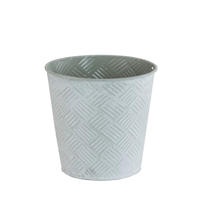 Check It Bucket Lilly White and Grey Check Zinc Bucket — Artificial Floral Supplies