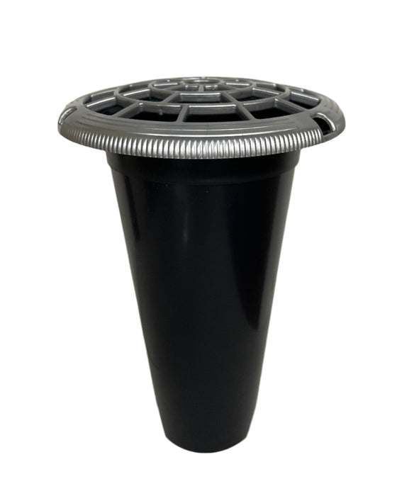 Long Grave Vase Pot Insert with Silver Lid - Height 20cm