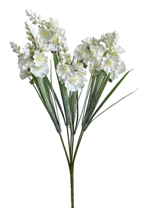 Mini Blossom Flower Spike Bunch - Ivory - 39cm long