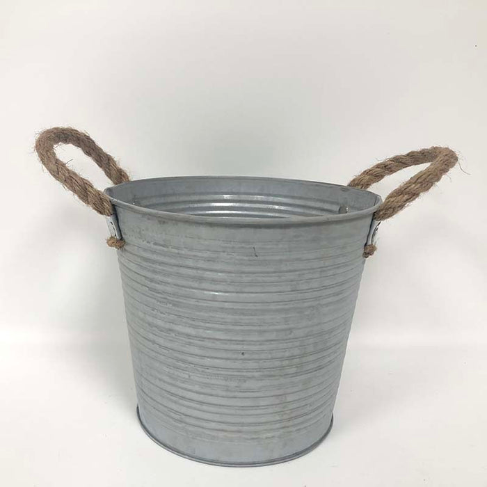 Ribbed Zinc bucket with Hessian Ears