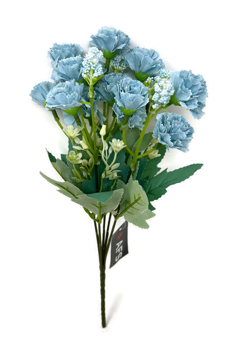 Mini Carnation & Gypsophila Bush x 30cm - Light Blue