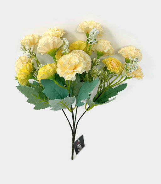 Mini Carnation & Gypsophila Bush x 30cm - Yellow & Cream