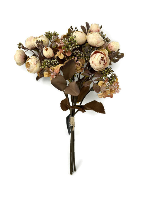 Mini Ranunculus & Foliage Bundle x H35cm - Cream