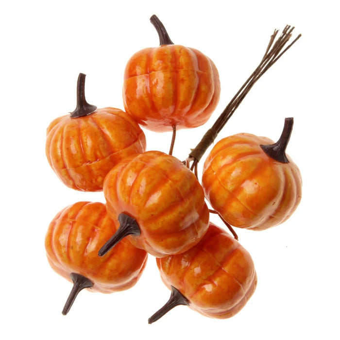 Mini Orange Pumpkins on a Wire - 4cm Pumpkins on a 9cm Wire - 24 Pumpkins per pk