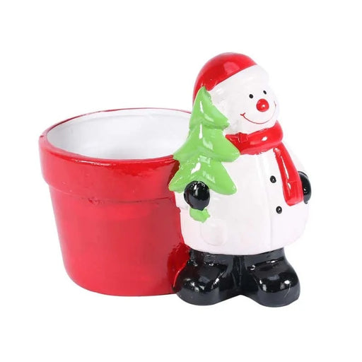Novelty Ceramic Pot with Snowman x H15cm