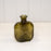 Olive Green Square Glass Bottle with Ribbed Design - H14cm