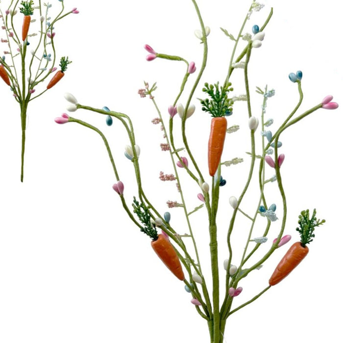 Orange Carrot Blossom & Bud Pick x 37cm