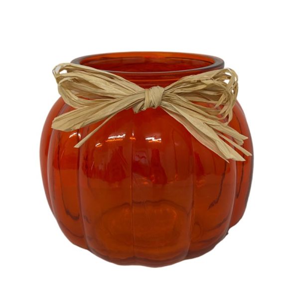 Orange Glass Pumpkin Vase x 14.5cm