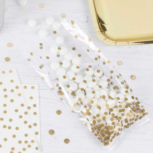 Clear & Gold Polka Dot Party Bags