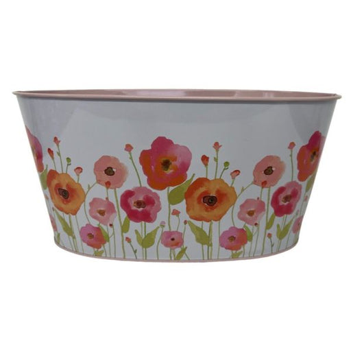 Painted Flower Oval Zinc Bowl - 19.5cm