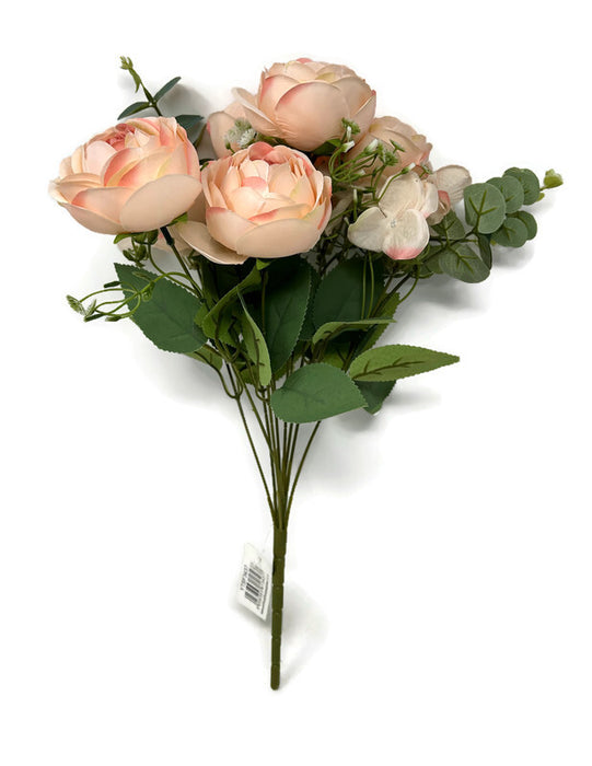 Peony Hydrangea & Eucalyptus Flower Bush - Two Tone Pink