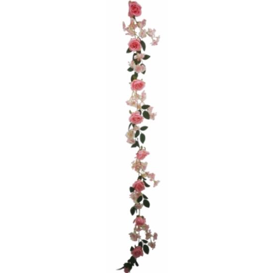 Pink Rose and Hydrangea Garland - 182cm long
