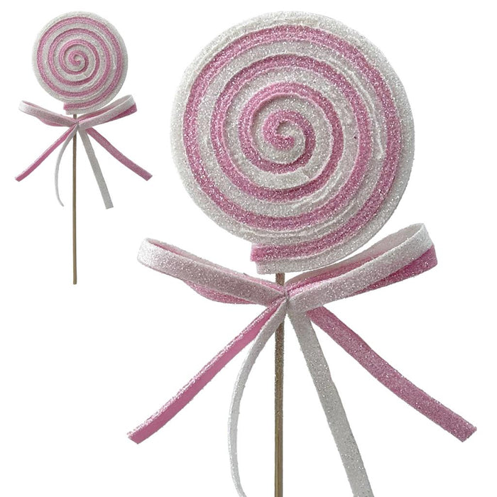Pink/White Pastel Swirl Decorative Lollypop x 32cm