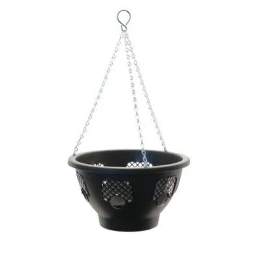 Plastic Hanging Basket with Planting Side Holes - 12 Inch Diameter
