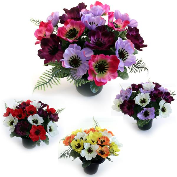 Pre-filled Anemone & Fern Grave Pot - One Selected at Random