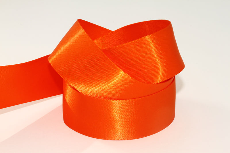 Odden Ribbon 25mm x 20m Double Faced Orange Satin Ribbon — Artificial Floral Supplies