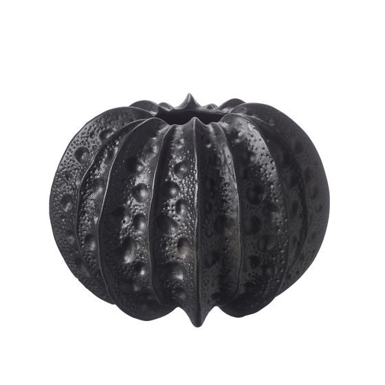 Pumpkin Gourd Ceramic Vase H13.5 x D18.5cm - Matt Black